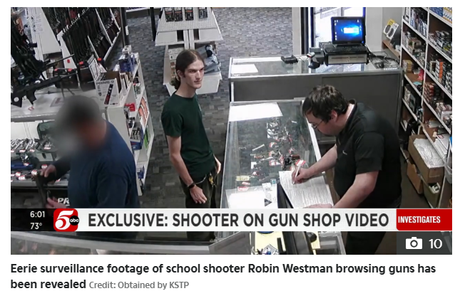 New video footage shows Annunciation School shooter at gun shop days before attack.